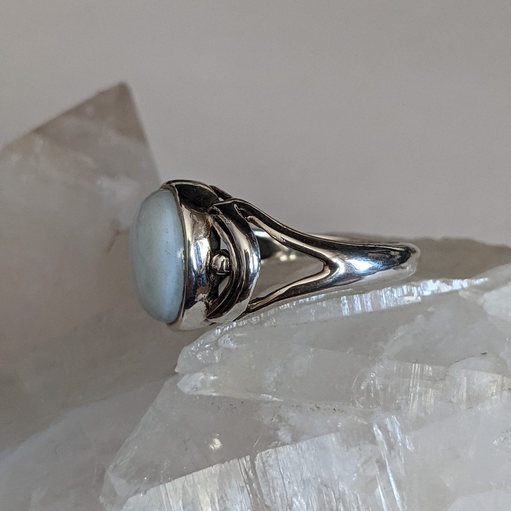 Natural Blue Owyhee Opal, 925 Silver Ring, Size 8 - Picture 7 of 9